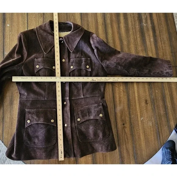 Montgomery Ward suede Heavy leather Sherpa Lined‎ Coat Vintage - Picture 10 of 14